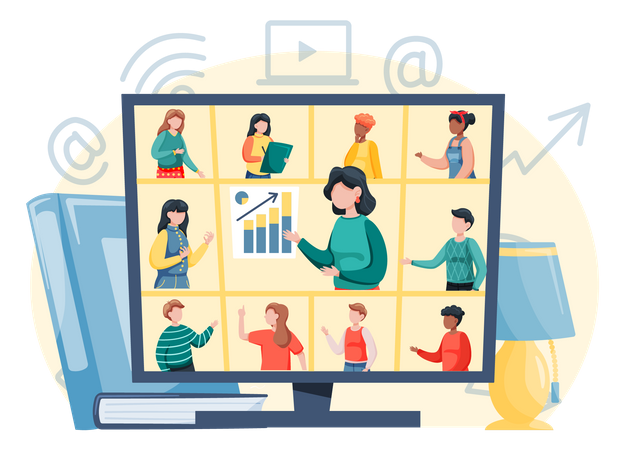 Business people doing online meeting Illustration