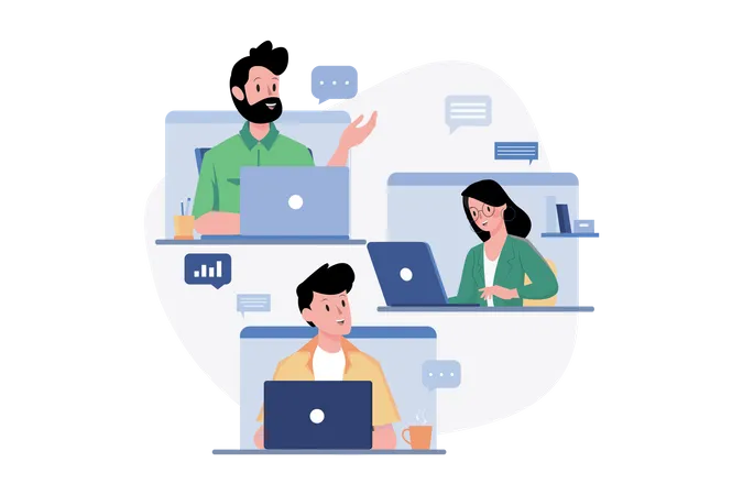 Business People Doing Online Meeting Illustration