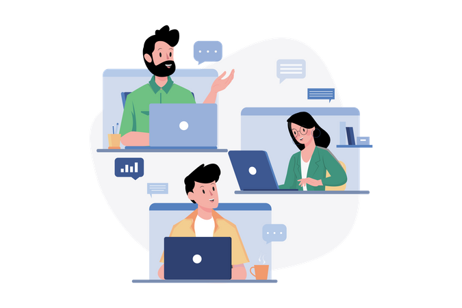 Business People Doing Online Meeting  Illustration