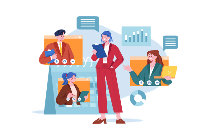 Business people doing online meeting  Illustration