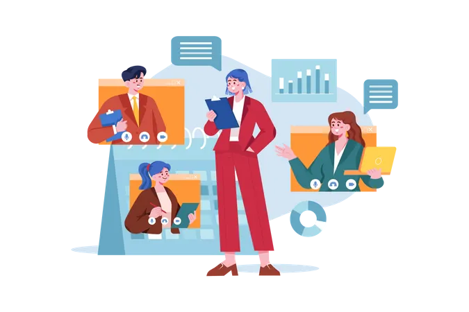 Business people doing online meeting  Illustration