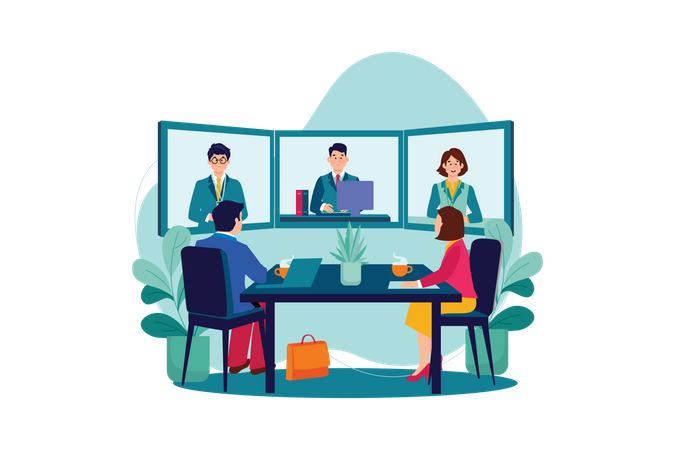 Business people doing online meeting  Illustration