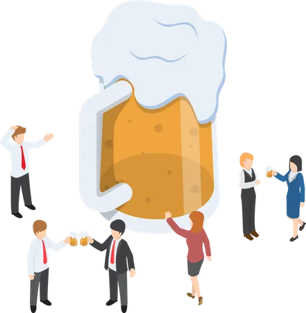 Isometric Business People Drinking Beer And Talking Together In The Party VECTOR EPS 10 Illustration