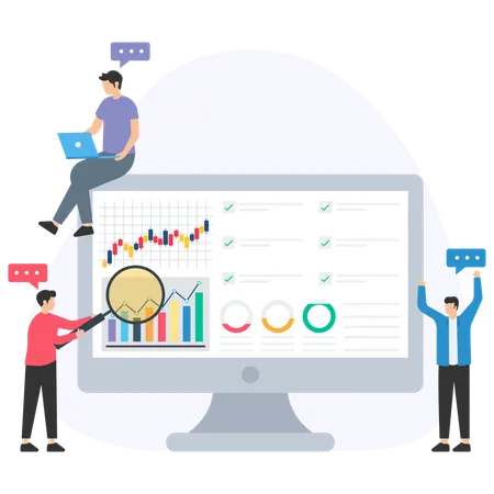 Business People Doing Project analytics  Illustration