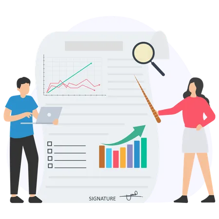 Business people doing report analysis  Illustration