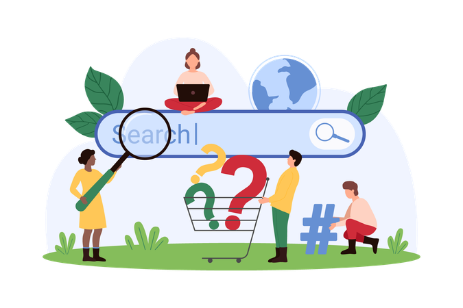 Business people doing Search query analytics  Illustration