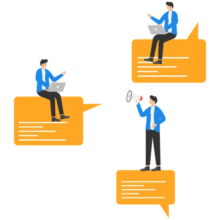 Business people doing business social media marketing  Illustration