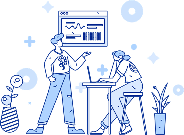 Business people doing startup analysis  Illustration