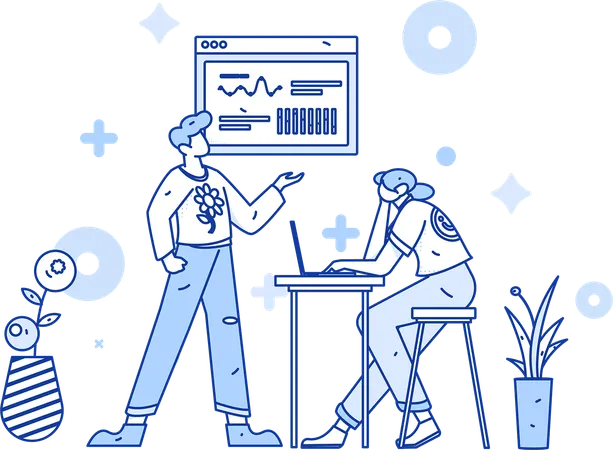 Business people doing startup analysis  Illustration