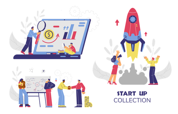 Business people doing business startup  Illustration