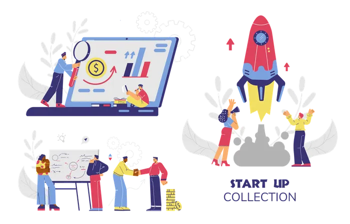 Business people doing business startup  Illustration
