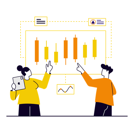 Business people doing stock market trade  Illustration