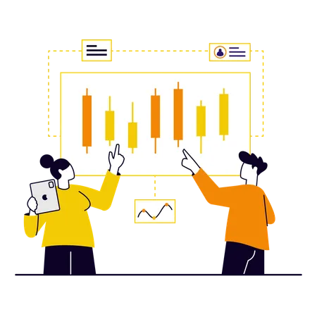 Business people doing stock market trade  Illustration