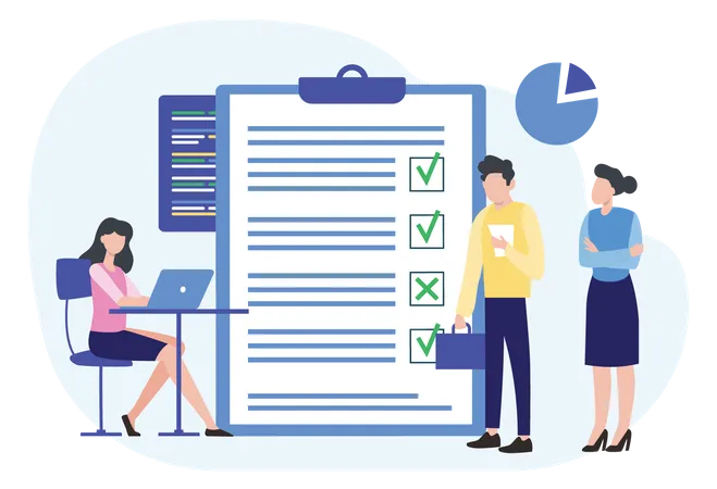 Business people doing Business Survey  Illustration