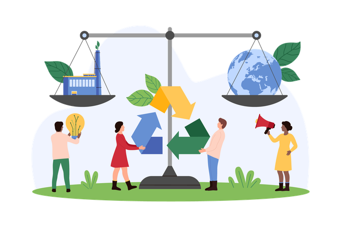 Business people doing sustainable recycling  Illustration