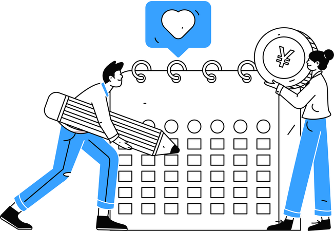 Business people doing Task Scheduling  Illustration