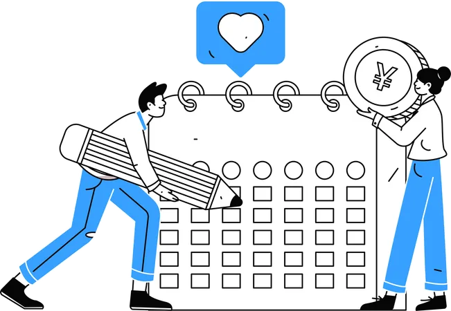 Business people doing Task Scheduling  Illustration