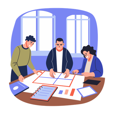 Business people doing Team Planning  Illustration