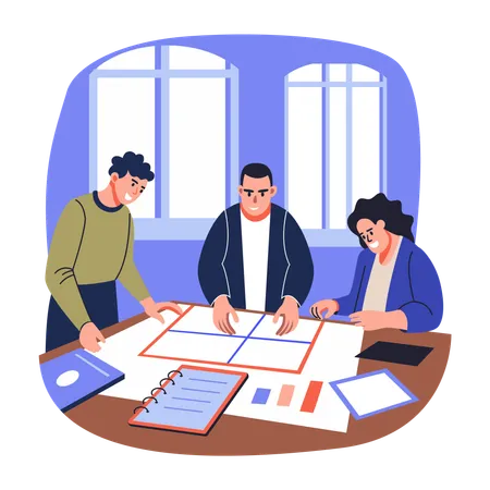 Business people doing Team Planning  Illustration