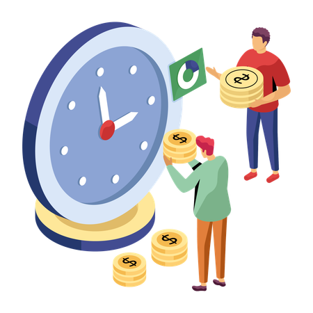 Business people doing time management  Illustration