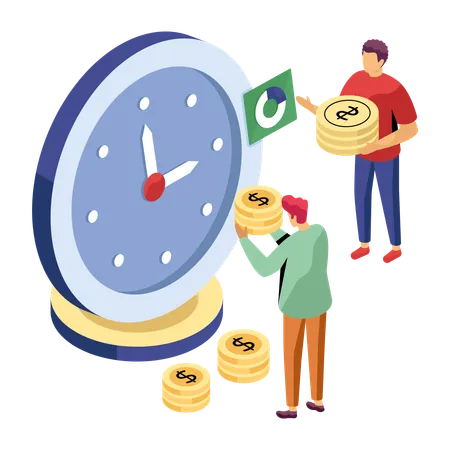 Business people doing time management  Illustration