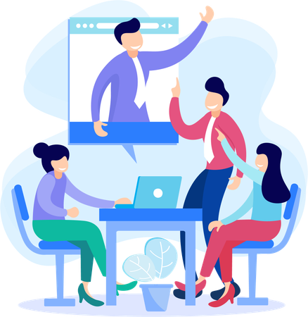 Business people doing Video Conference  Illustration