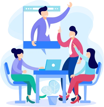 Business people doing Video Conference  Illustration