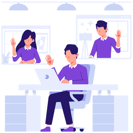 Business people doing video meeting  Illustration