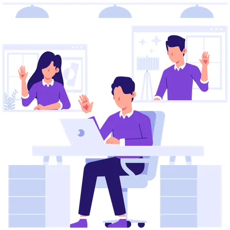 Business people doing video meeting  Illustration
