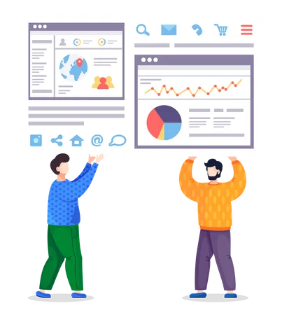 Business people doing web analysis  Illustration