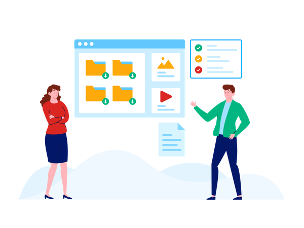 Business people downloading file  Illustration