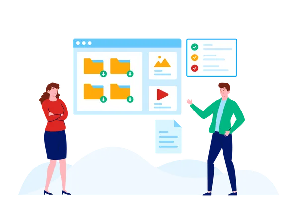 Business people downloading file  Illustration