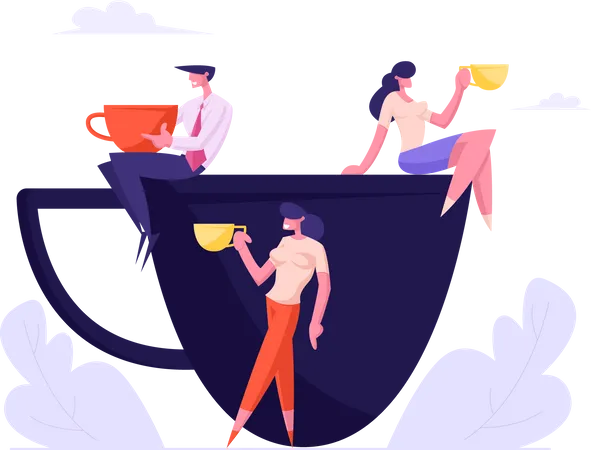 Business People Drinking Coffee Illustration