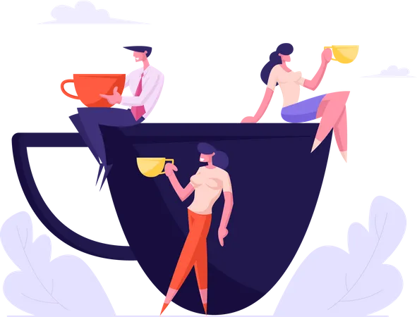 Business People Drinking Coffee  Illustration