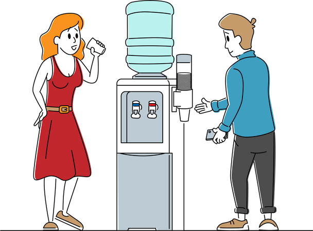 Business People Drinking Water at Water Cooler Illustration