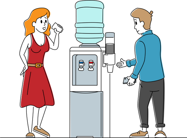 Business People Drinking Water at Water Cooler  Illustration