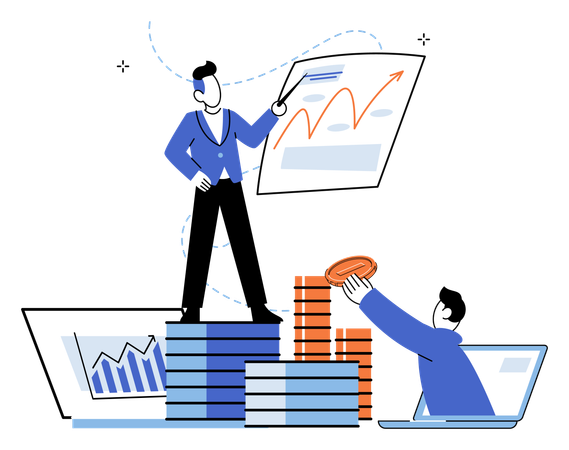 Business people earning monetary profit  Illustration