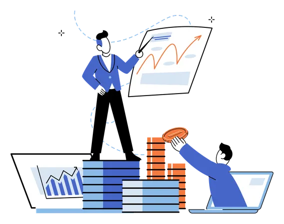 Business people earning monetary profit  Illustration