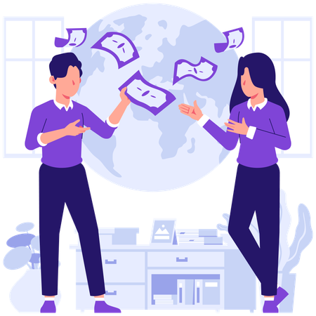 Business people earns profit from market  Illustration