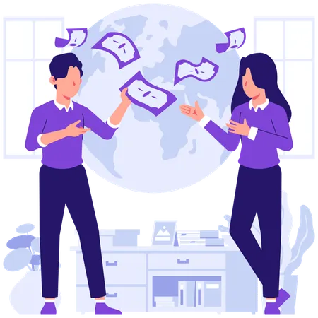 Business people earns profit from market  Illustration