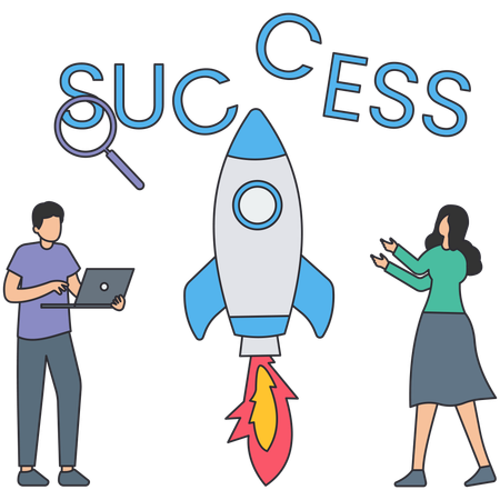 Business people enjoying startup success  Illustration