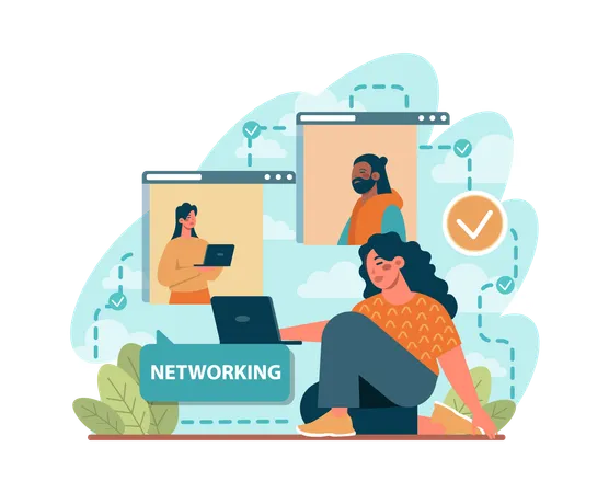 Networking Employees Collaboration Establishment Of Partnerships Working Office Characters Posting And Sharing Business Ideas Vector Flat Illustration Illustration
