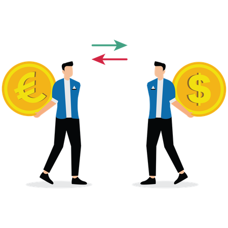 Business people exchanging currency  Illustration