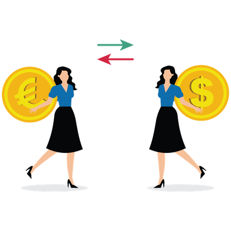 Business people exchanging currency  Illustration