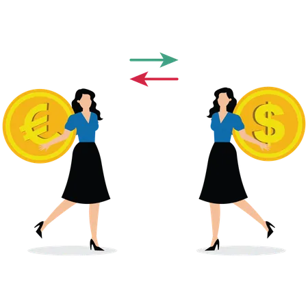 Business people exchanging currency  Illustration