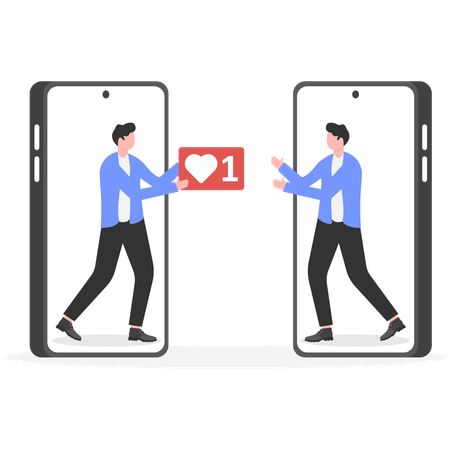 Business people exchanging likes online  Illustration