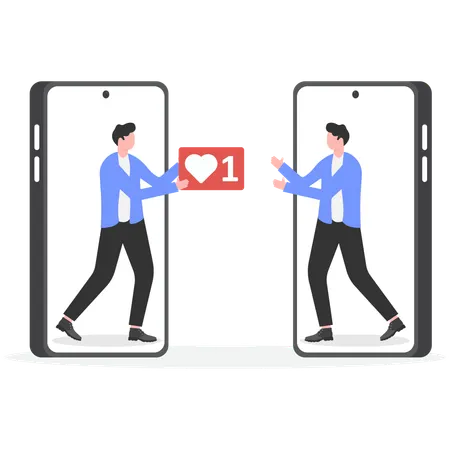 Business people exchanging likes online  Illustration