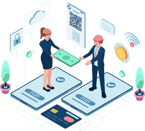 Business people exchanging money  Illustration