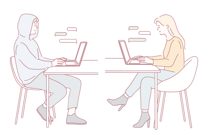 Business people exploring collaborative workspace  Illustration