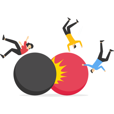 Business people facing business accident  Illustration
